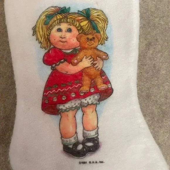 Vintage Felt Christmas Stockings 1997 Rauch Playing Kitten & 1984 Cabbage Patch - Picture 11 of 16